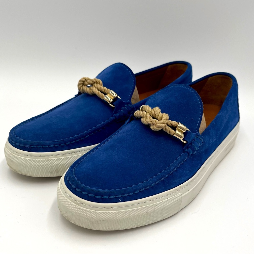 Men Grand Voyage Bitton Mykonos Suede Handcrafted Blue Slip On Boat Deck Shoes